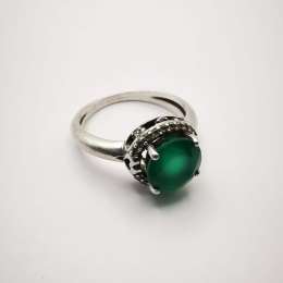 Artwork Vintage Women's Ring 925 Sterling Silver Jewelry Green Agate