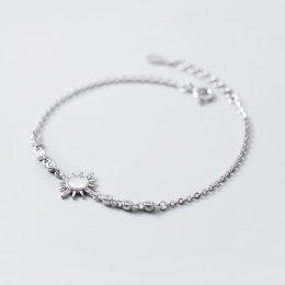 S925 Silver Bracelet Female Sen Style Temperament Shell Girl Heart Diamond