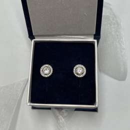 Vintage Women's Jewelry Stud Ear Earrings Sterling Silver 925 Signed 4.3 gr