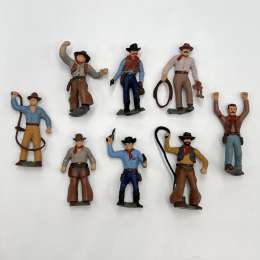 Vintage Soviet USSR Plastic Character Set of 8 Soldiers Cowboys Signed