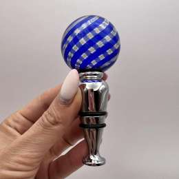 Vintage Silver Plated Cobalt Glass Bottle Wine Cap Lid Collectible Made in Italy