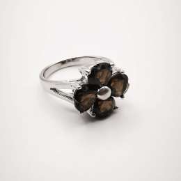 New Women's Quatrefoil Ring 925 Sterling Silver, Jewelry, Smoky Quartz