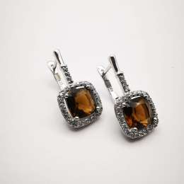 Vintage Jewelry Fine Women's Earrings, 925 Sterling Silver, Cetrine, Zircon