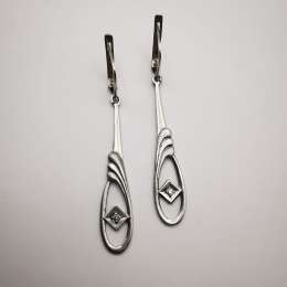 Vintage Jewelry, Fine Women's Earrings, 875 Sterling Silver Star, Zircon