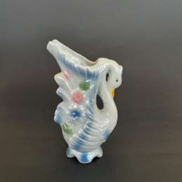 Vintage Bird Vase Ceramic Handmade Figurine Animal Home Decor Floral Multicolor