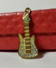 Guitar Necklace in Gold Color Encrusted With Crystals For Women Free Shipping
