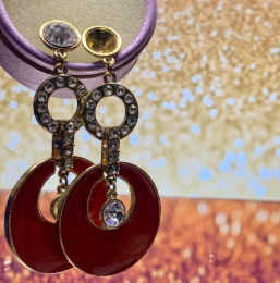 Bohemian Chic Red Crystal Long Hoop Earring For Women And Occasions