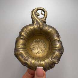 Antique Original Collectible Imperial Brass Tea Strainer Fabr. Wolska Warszawa