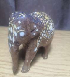 VINTAGE Wooden Elephant Statue Hand Carved SOLID Wood