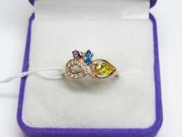 Vintage Ring Gilt Sterling Silver 925 Stone Sapphire Jewelry Women's Stamp S 7US