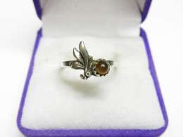 Vintage USSR Ring Sterling Silver 875 Stone Carnelian Jewelry Women's Stamp S 8U