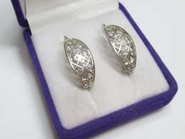 Vintage USSR Pair Of Stud Earrings Sterling Silver 925 Jewelry Women's 2.78 gr