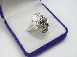 Vintage USSR Ring Sterling Silver 925 Jewelry Women's Sapphire Stone  Size 7US