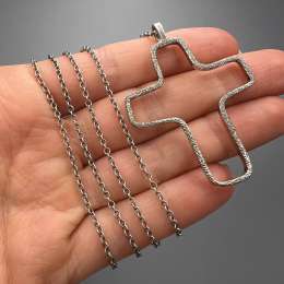 Fine Vintage Silver 875 Fashion Jewelry Chain Necklace & Pendant Silver Cross
