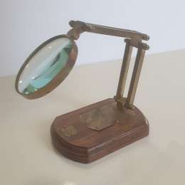 Antique Watkins & Hill Brass Magnifying Glass on Wooden Base - London, 1805