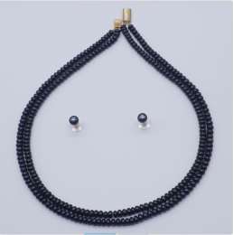 Fresh Water Black Colour Two Rows Round Shape Pearls Antique Vintage Rare Love