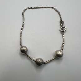 Vintage Sterling Silver 925 Bracelet Box Chain  Round Beads Retro Minima 3.7gr