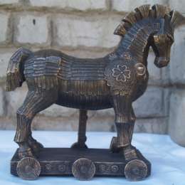 Italian Veronese Trojan Horse Figurine - Bronze Finish - Ancient Greece History