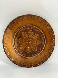 Vintage Carved Hand-Painted Wooden Plate Decorative Round Hanging Ornament