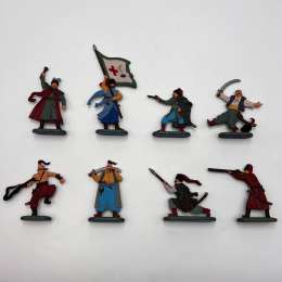 1980 Vintage USSR Toy Plastic Character Set 8 Soldiers Cossacks Figures Ukraine