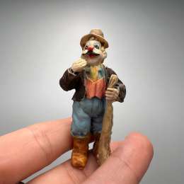 Vintage Small Clown Man Figurine Ceramic Handmade Joker Circus Sarcastic Decor
