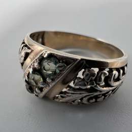 Vintage USSR Ring Gilt Sterling Silver 875 Jewelry Women's Stone Beautiful 7US