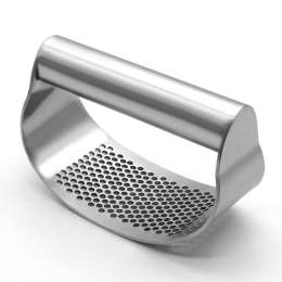 Stainless Steel Garlic Press Manual Mincer Chopping Tools Curve Cooking Kitchen.