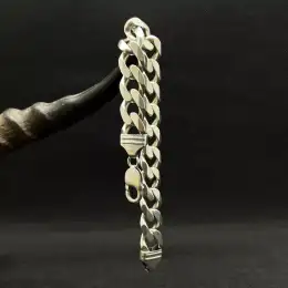 Beautiful Vintage 925 Sterling Silver Men's Chain Bracelet, Made in Italy 49.4 g