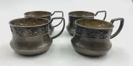 Vintage Silver Plated Set of 4 Childs Cups Marked And Numbers 100