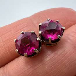 1980s Vintage Soviet Gilded Silver 875 Stud Earrings Signed USSR Women's Jewelry
