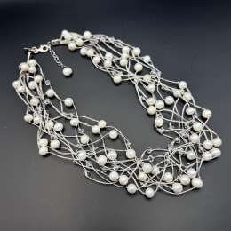 S&S Disigner Vintage Sterling Silver 925 Necklace Jewelry Mother of Pearl 33 gr
