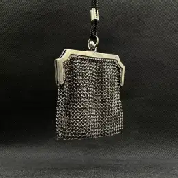 Antique Mesh Wallet Chain Silver 800 Bag Coin Woman's Operntasche German 34 Gr