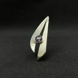 Vintage Pin Brooch Amethyst Stone Jewelry Men's 925 Sterling Silver Women's 10gr