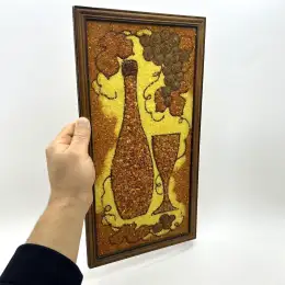 Beautiful Vintage Painting Of Amber Handmade Wine Wall Hanging Rare Art Decor