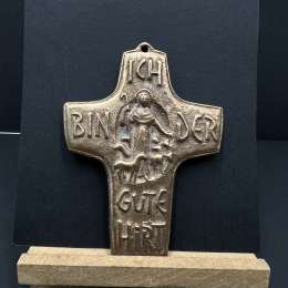 Vintage Bronze Wall Cross 10cm 1970 West Germany Christian Religious Art Antique
