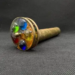 1970 Rare Vintage Brass Kaleidoscope Glass Handmade Relaxing Old Game For Eyes