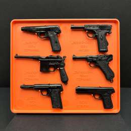 Vintage Soviet Collectible Set 6 Mini Metal Guns Pistols Military Weapon Models
