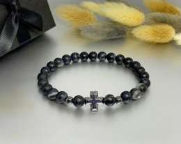 Author's Work New Unisex Bracelet, Natural Stone Black Agate, Hematite