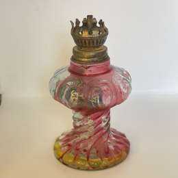 Vintage CRANBERRY RED MOLDED GLASS Small Oil Lamp