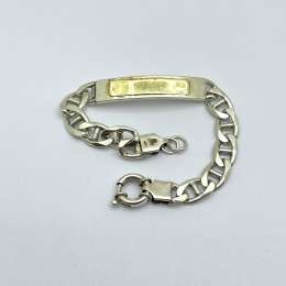 Vintage 925 Sterling Silver Men's Chain Engravable Bracelet Jewelry Italy 24 Gr