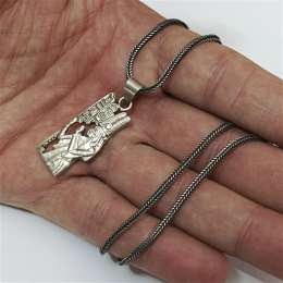 Vintage Egyptian 800 silver chain necklace with pharaonic, hieroglyphic art