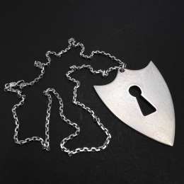 Vintage Sterling Silver 925 Shield Pendant Necklace Pampaloni Italy Unisex 27.9g