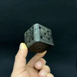 Huge Vintage Large Handmade Unique Dice Stone Paperweight Iron Decor Office 380g