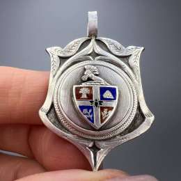 1910 Antique Silver Medal Pendant Jewelry Luton League Award England Hallmarked