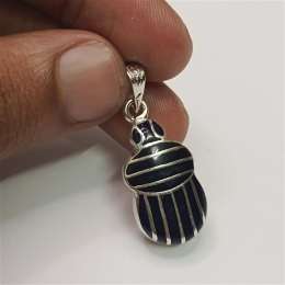 Silver 925 Scarab Pendant, Handmade Egyptian Beetle Jewelry Antique Look Charm