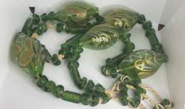 Vintage Big Green Glass Beads Tasbih Islamic Misbaha Prayer Beads