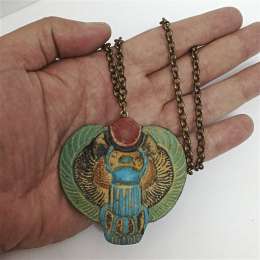 Egyptian Winged Scarab Necklace – Handmade Horus Sun Symbol Pendant