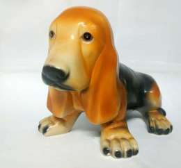 Large Ceramic Vintage Brown Dog Statue Made Italy Figurine Home Decor great