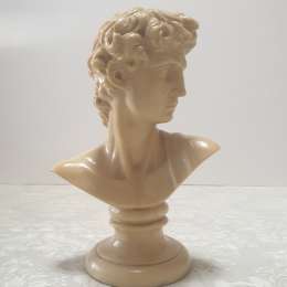 Italian Made David Bust Beige Marble Effect Michelangelo Inspired Classic Decor