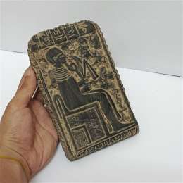 Ancient Egyptian wall plaque, pharaoh carving, handmade vintage-style art
